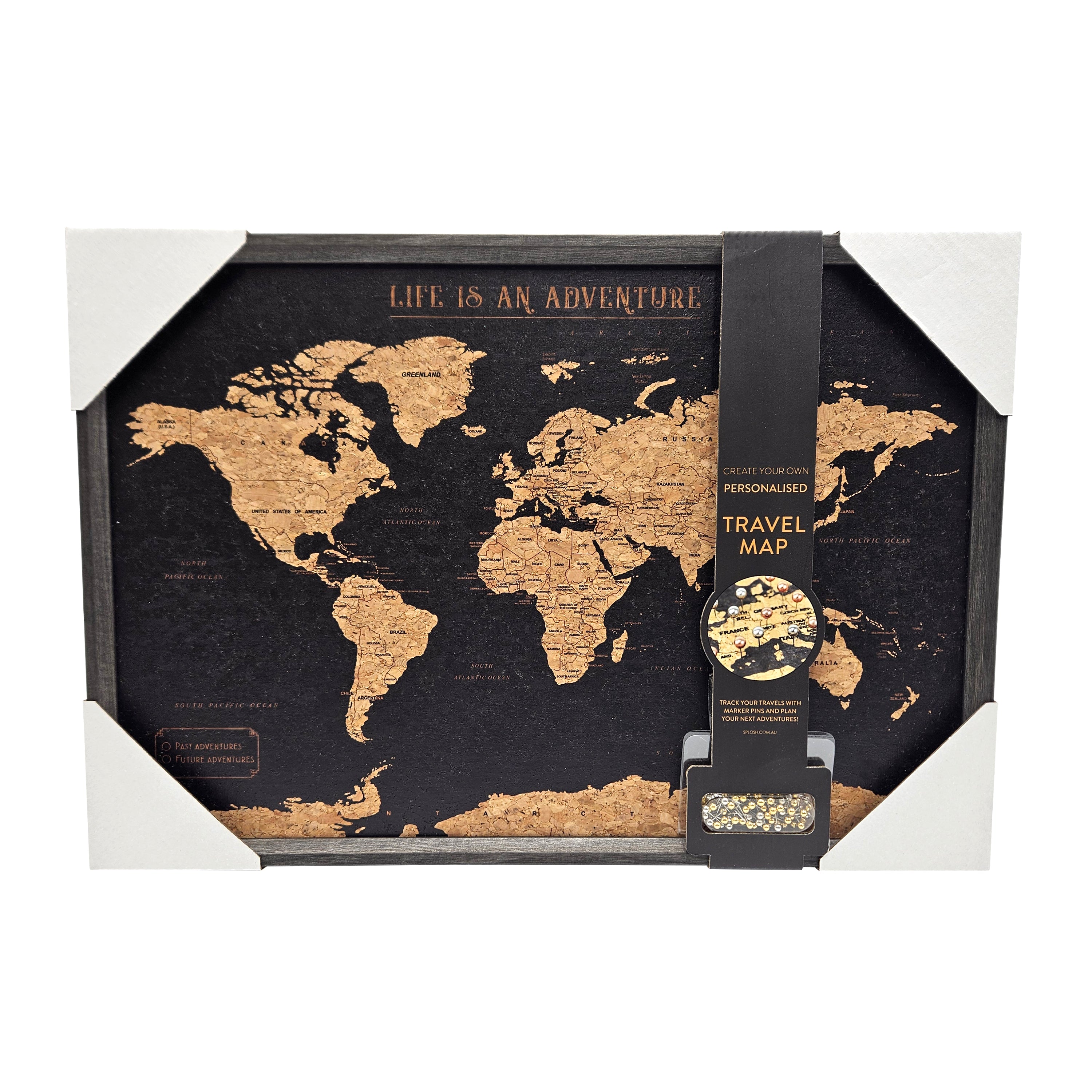 Splosh - Travel Map - XL Desk World - Black | XystosTrade – xystostrade