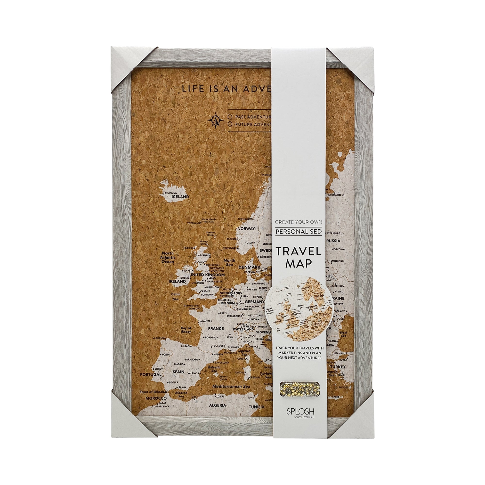 Splosh - Travel Map - Inverted Europe Small - Grey