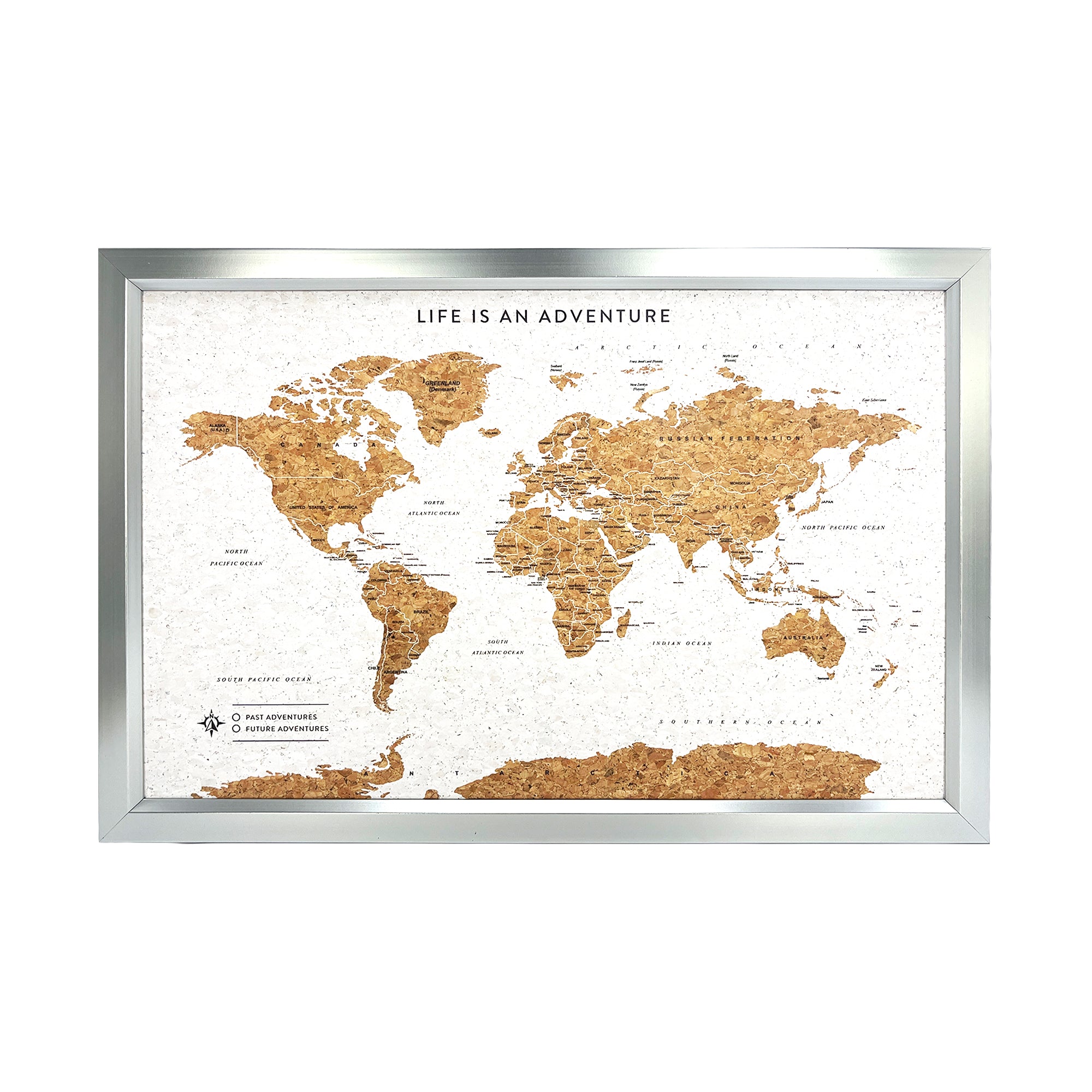 Splosh - Travel Map World Small - White with Silver Frame – xystostrade