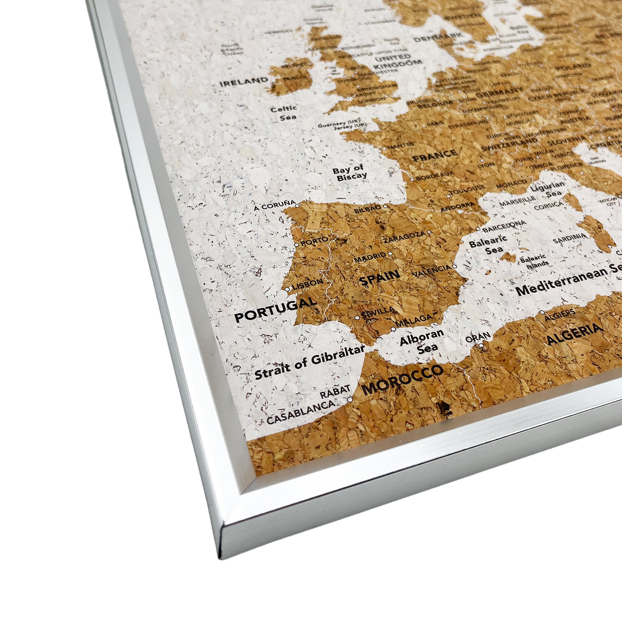 Splosh - Travel Map - Europe XL Desk - White with Silver Frame ...