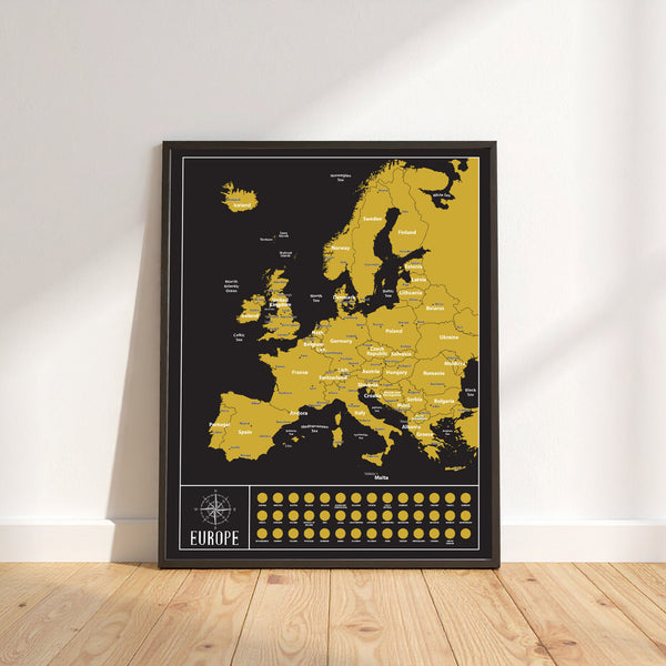 Gleneagles - Scratch Map Poster Europe Black