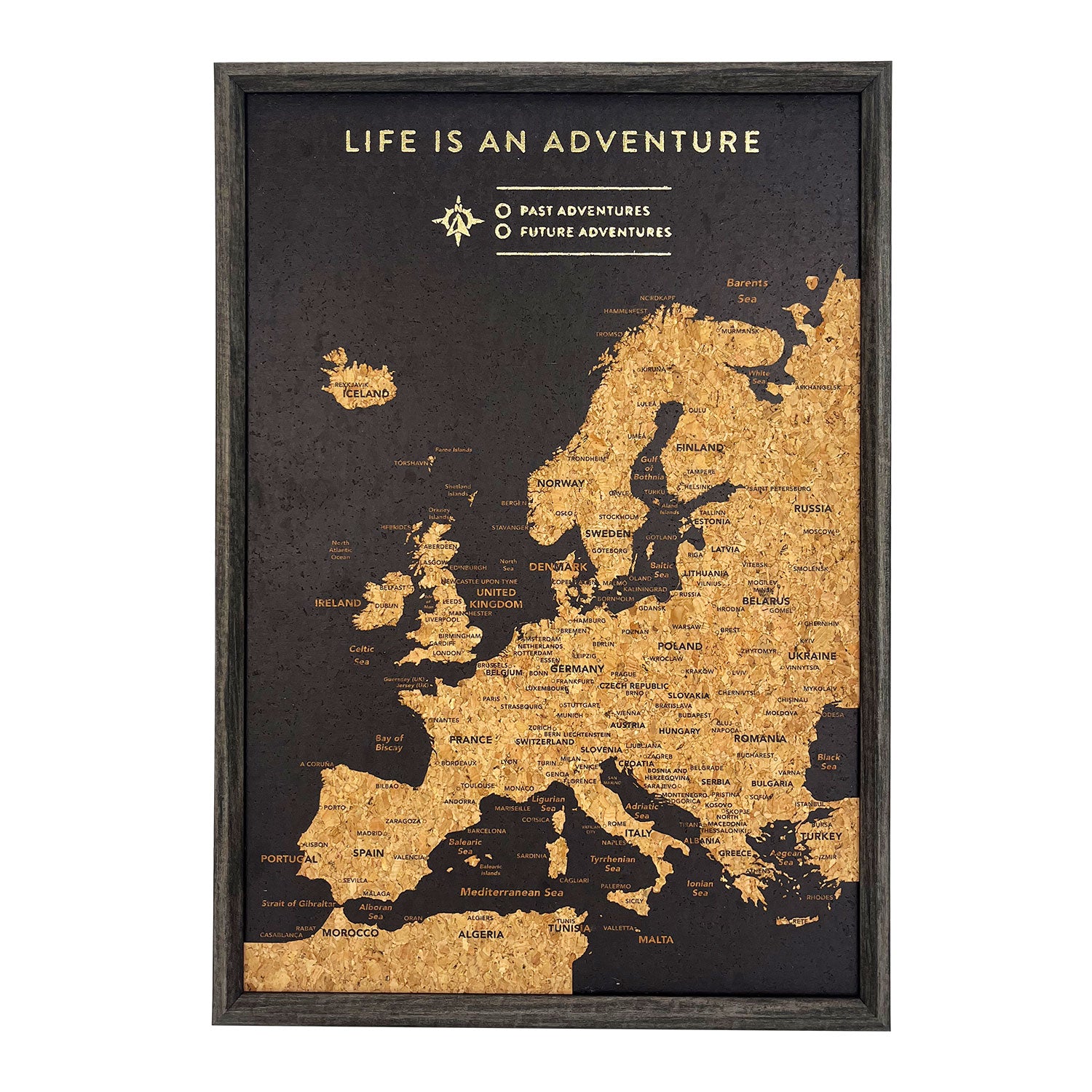 Splosh - Travel Map - XL Desk Europe - Black