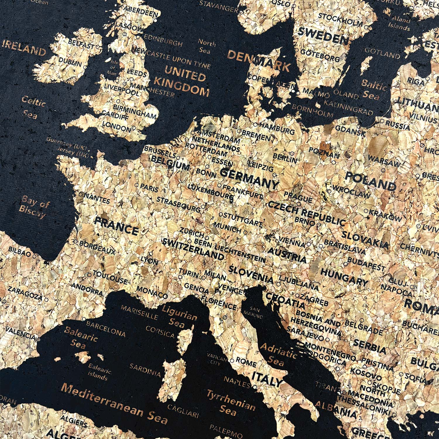 Splosh - Travel Map - XL Desk Europe - Black