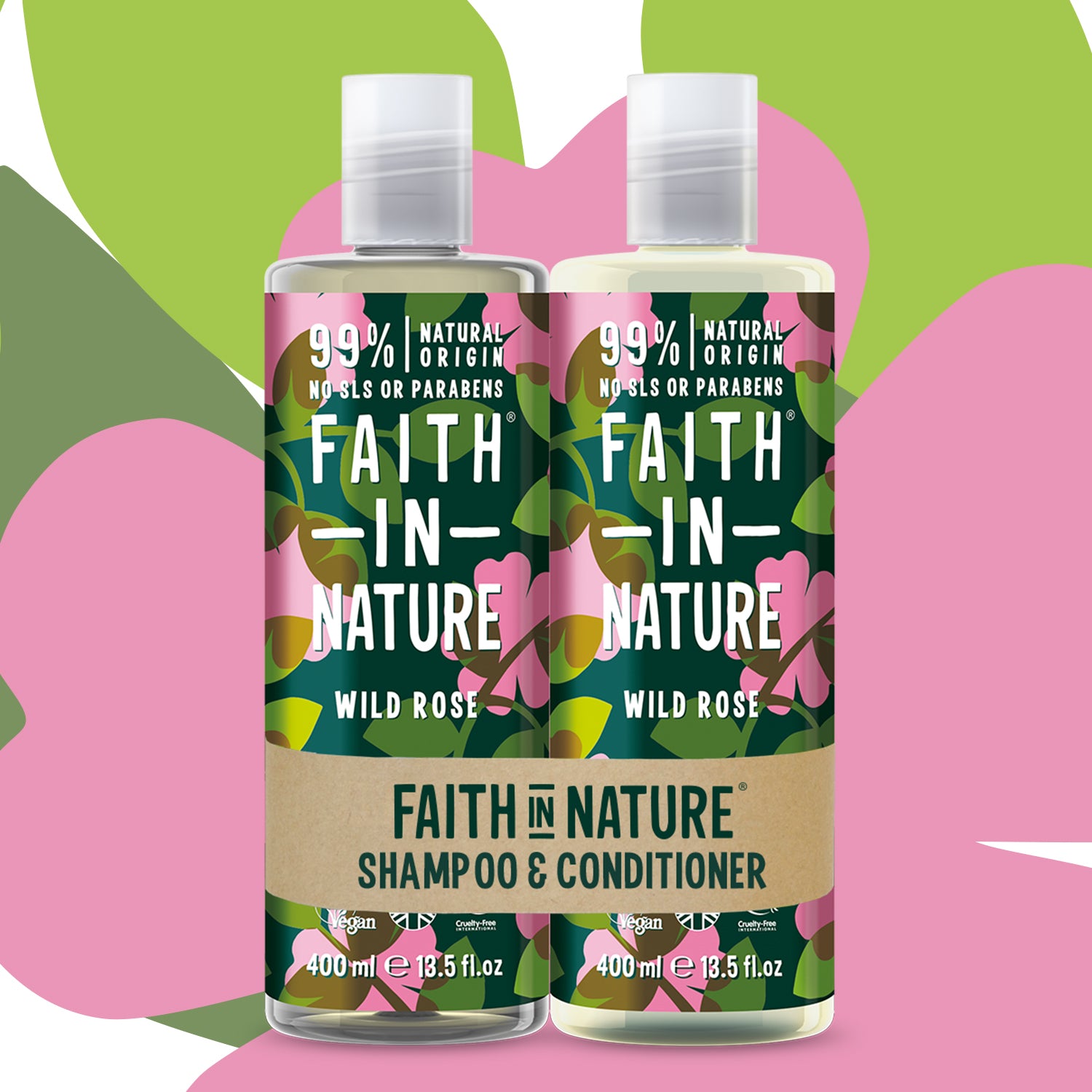 Faith in Nature - Wild Rose Banded Shampoo & Conditioner