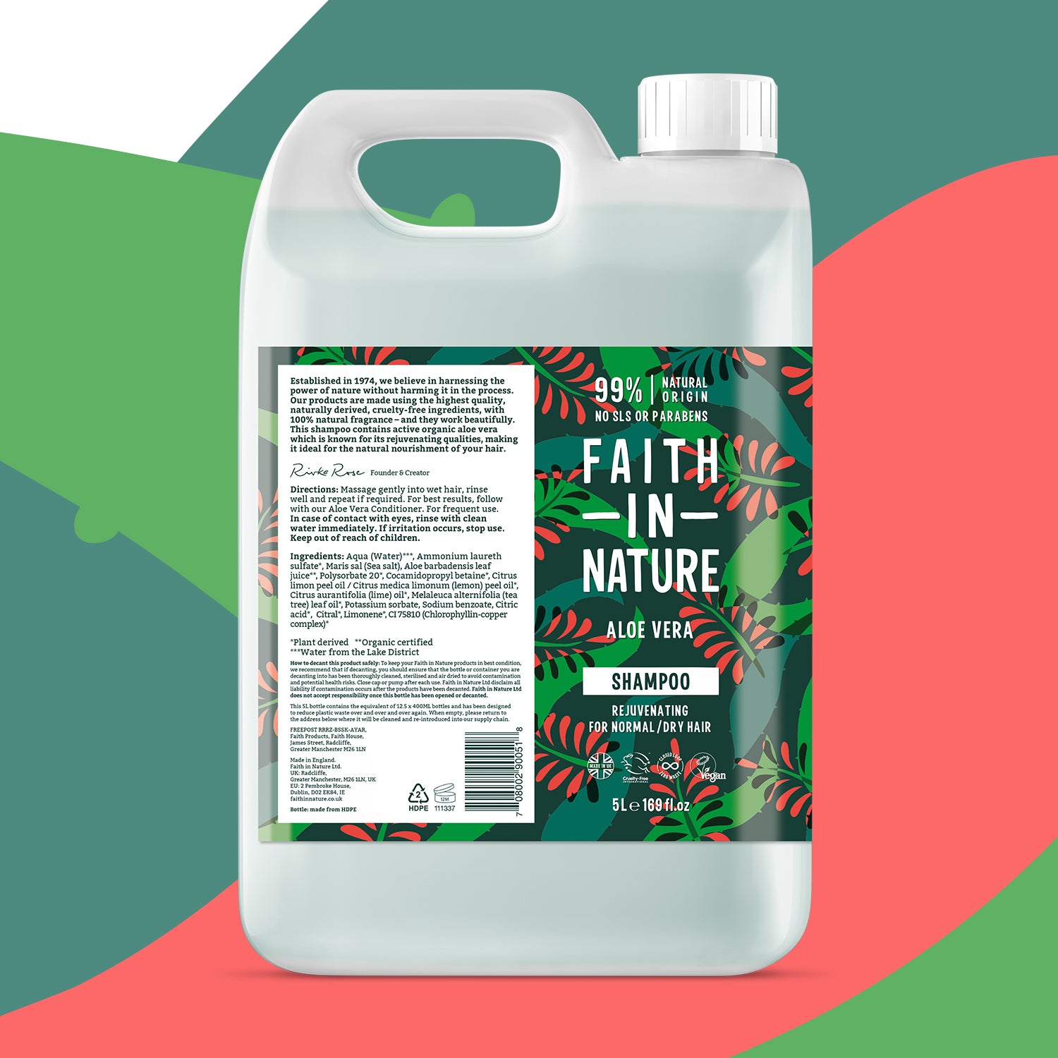 Faith In Nature Shampoo - Aloe Vera 5 Litre Refill