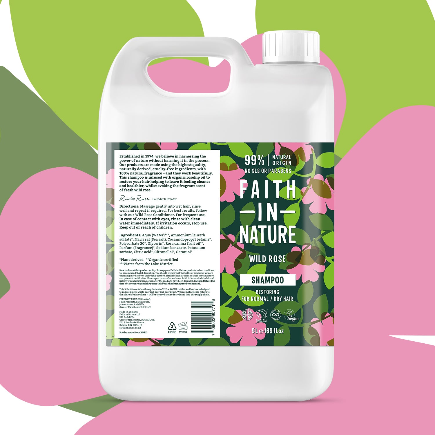 Faith in Nature 5 Litre Shampoo Refill - Wild Rose