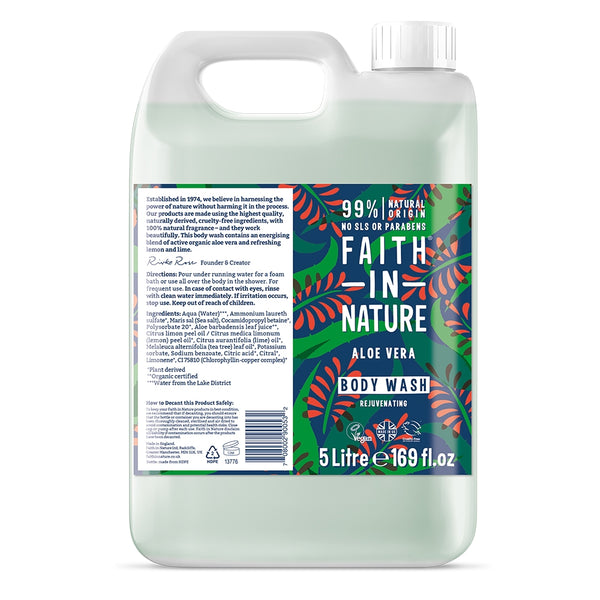 Faith In Nature Body Wash - Aloe Vera 5 Litre Refill