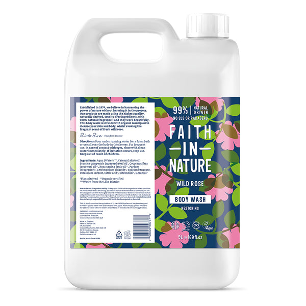 Faith in Nature 5 Litre Body Wash Refill - Wild Rose