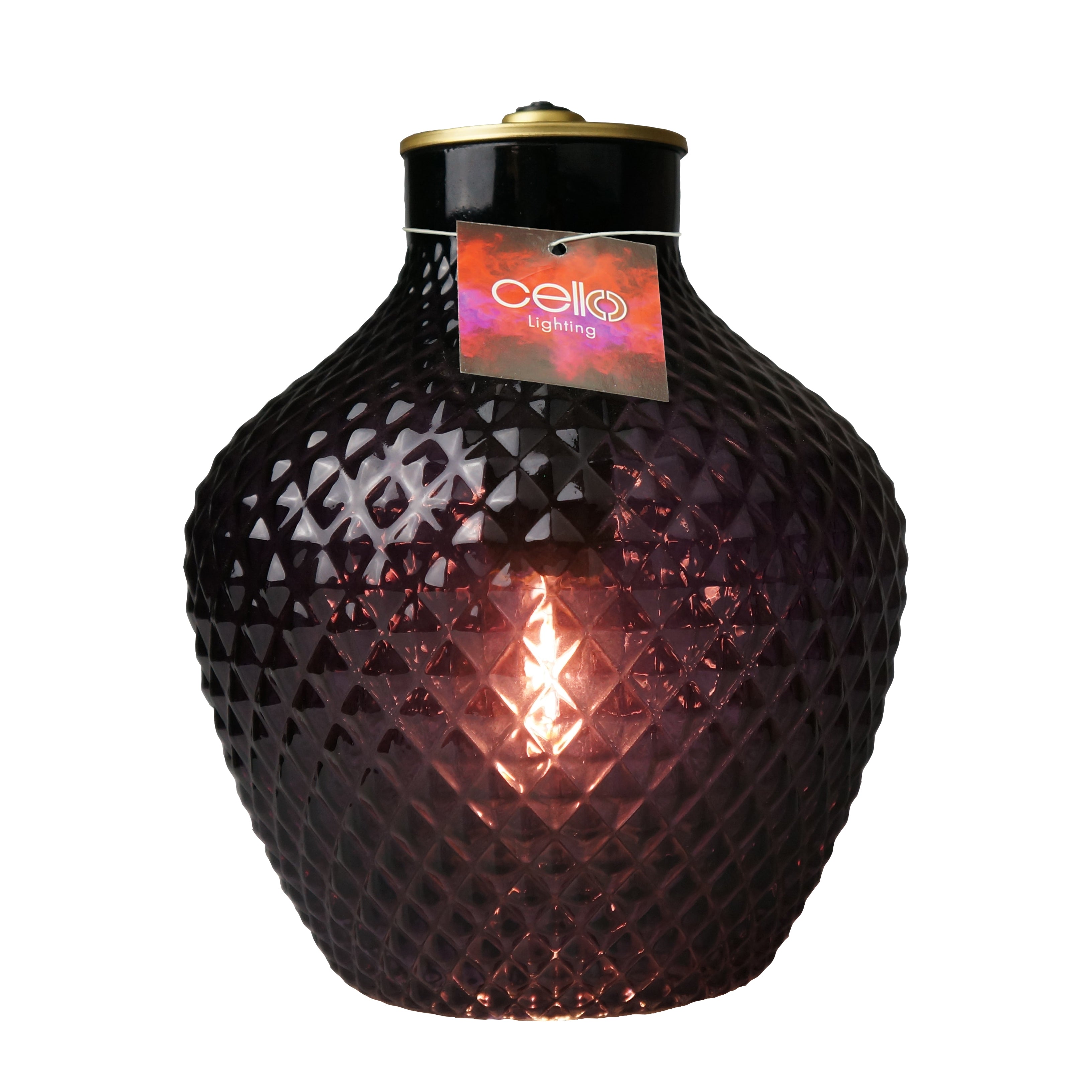 Cello Lamps - Diamond Squat Vase Purple