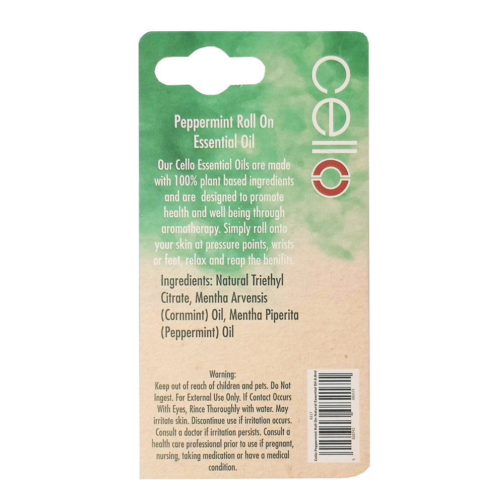 Cello - Peppermint Roll On Natural Essential Oil 8.8ml