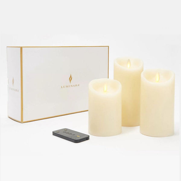 Luminara Indoor Ivory Pillar - 3pk Gift Box