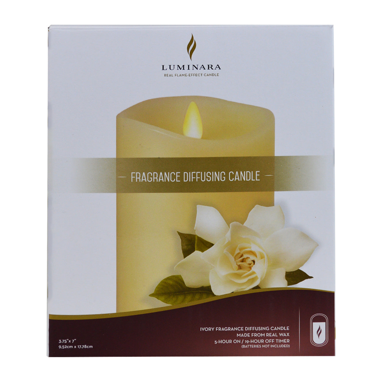 Luminara Fragrance Diffusing Pillar Candle in a Gift Box - 1 x Indoor Pillar / 2 x Lavender Pods / 2 x Sea Min Mist Pods