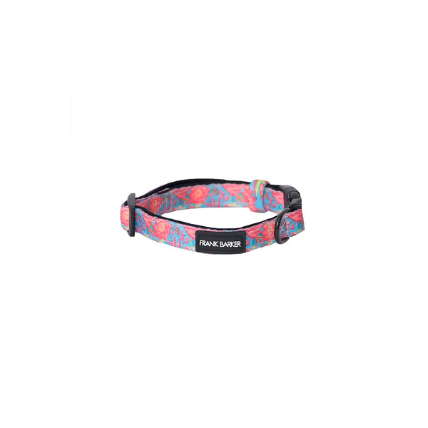 Available in 4 sizes, this cute, stylish floral collar is the perfect new accessory for your beloved pet. With a clip-in-clasp closure, an adjustable slider to fit dogs of all sizes and cushioned neoprene lining for comfort, Frank Barker Collars are designed to be lightweight and functional.