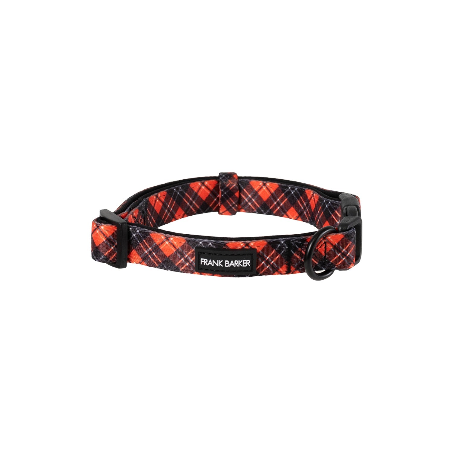 Available in 4 sizes, this cute, stylish tartan collar is the perfect new accessory for your beloved pet. With a clip-in-clasp closure, an adjustable slider to fit dogs of all sizes and cushioned neoprene lining for comfort, Frank Barker Collars are designed to be lightweight and functional.