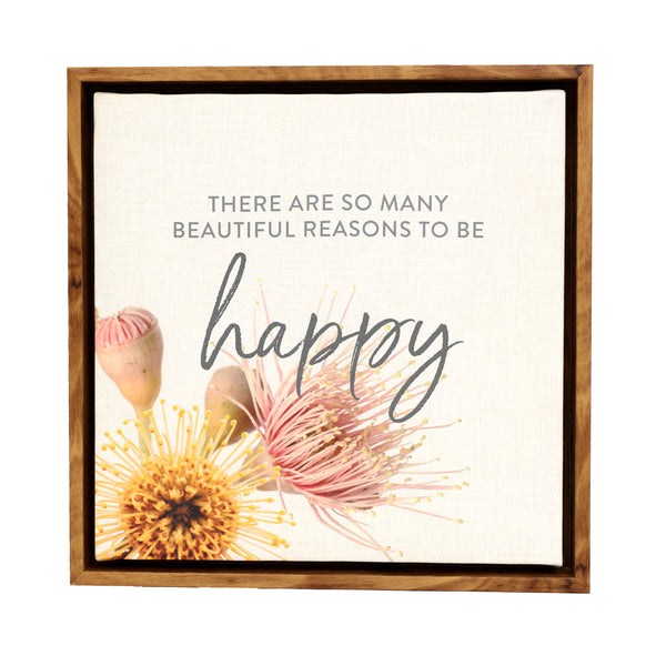 Splosh - Flourish Happy Framed Canvas 34x34