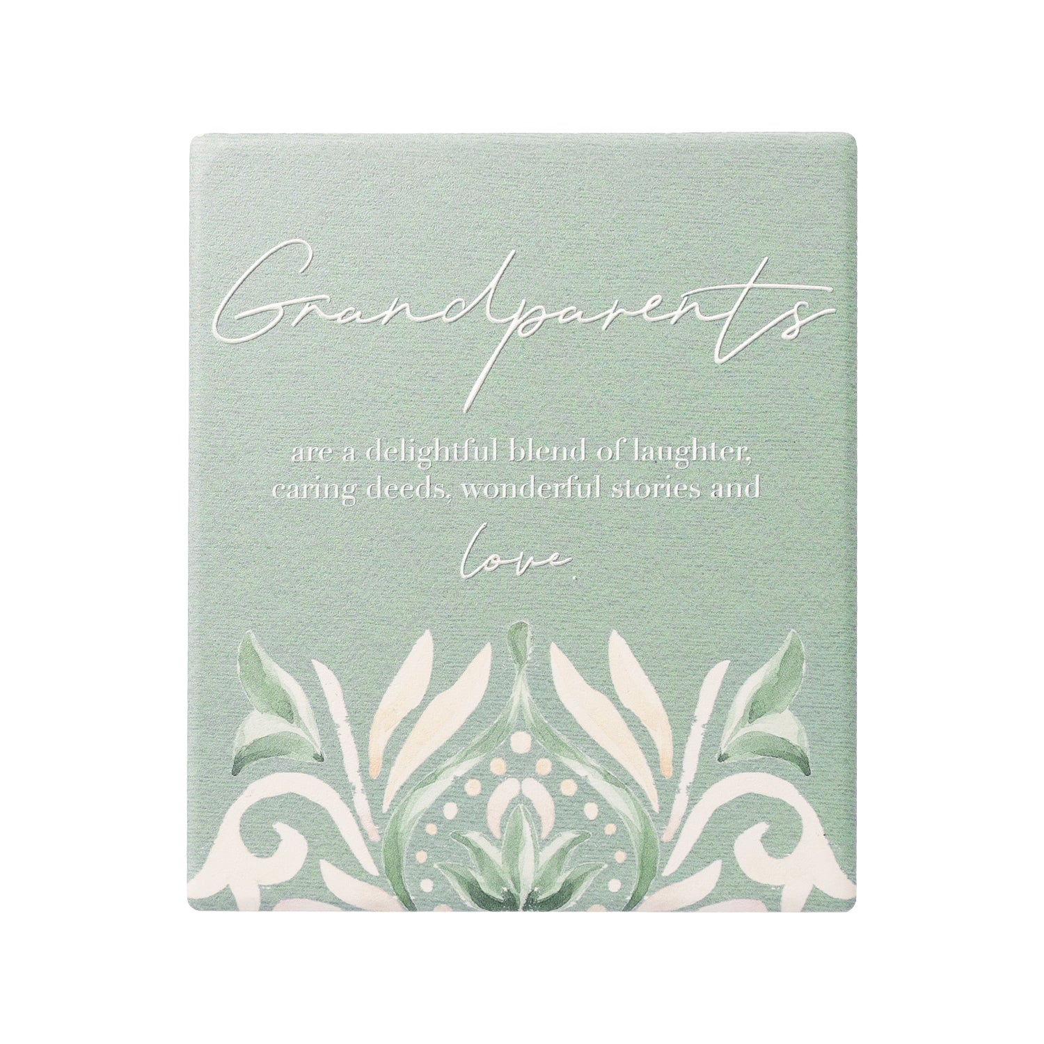 Ceramic grandparents verse with embossed design, stand and hanging hook