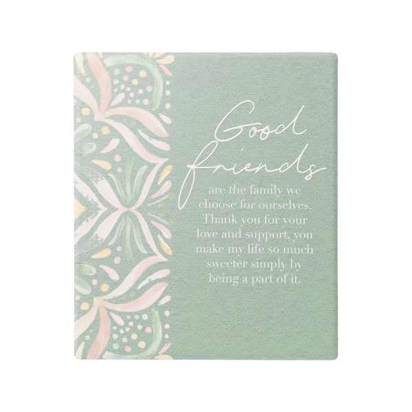 Ceramic good friends verse with embossed design, stand and hanging hook