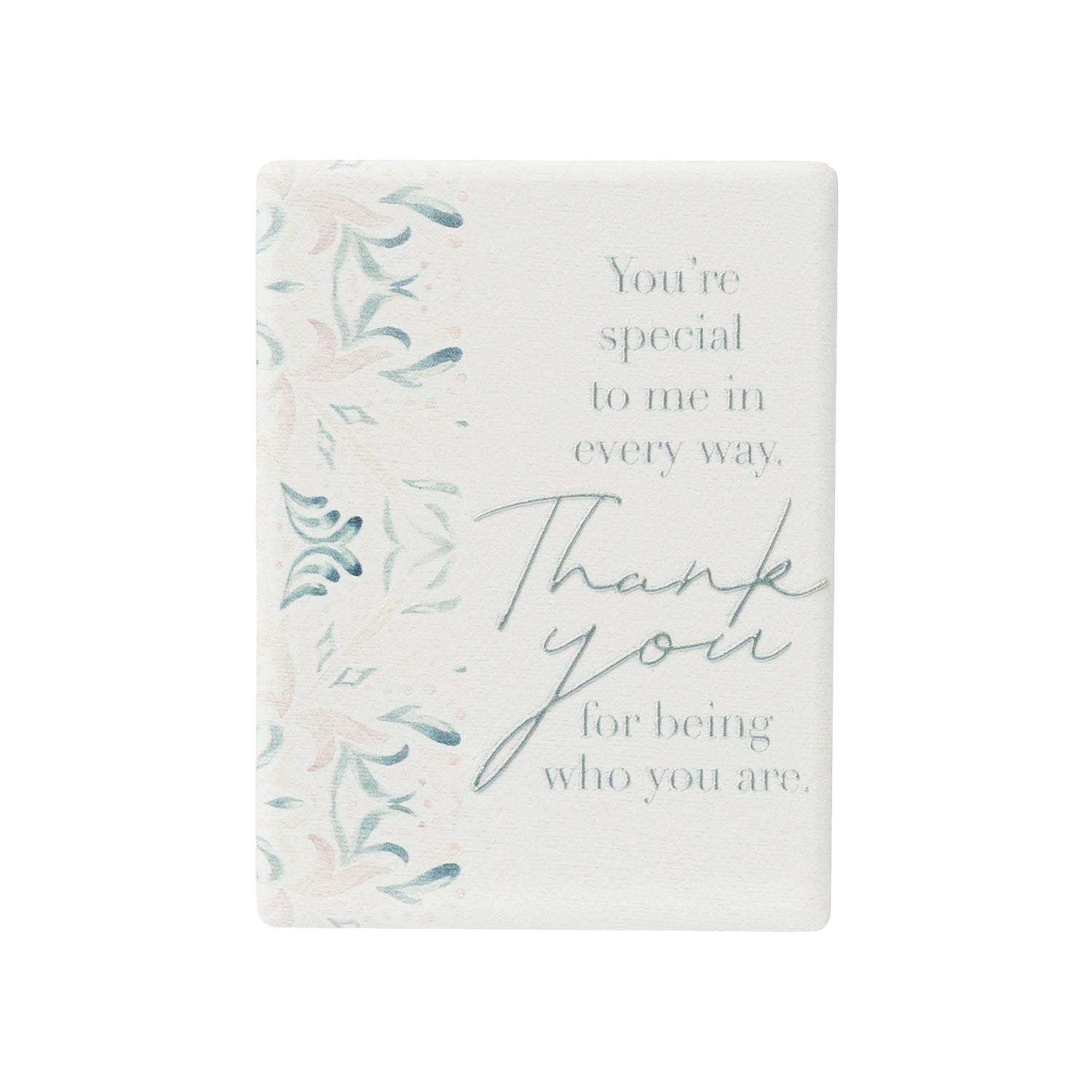 Printed and embossed ceramic magnet with "thank you" verse