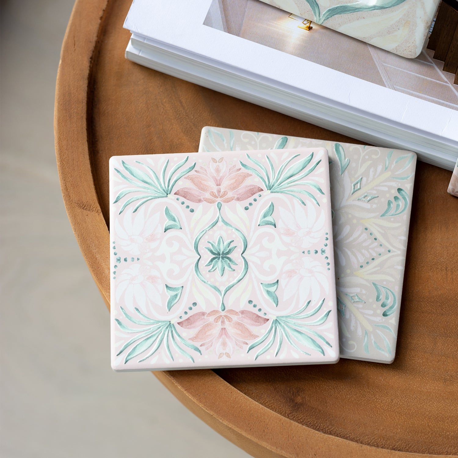 Splosh Modern Oasis Pink Floral Ceramic Coaster