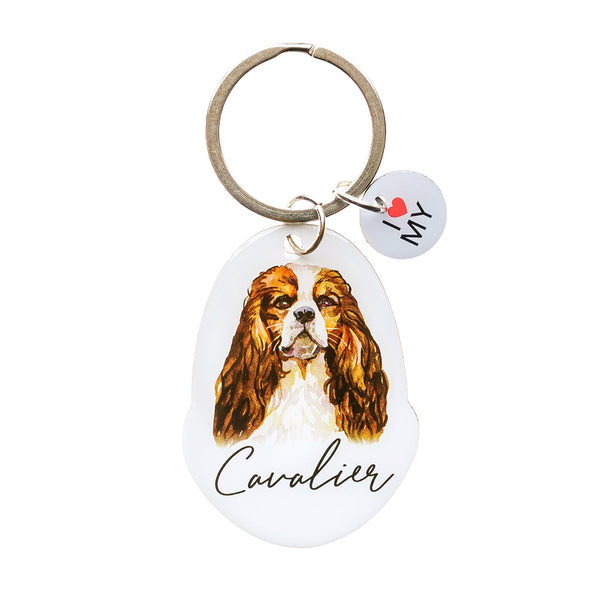 This cute Cavalier Keychain is the perfect way to celebrate your love for your pet! Whether for yourself of as a gift for the ultimate dog lover. This Keychain is one of 32 dog breeds featured in the Pets Keyring collection.
Dimentions Approx: 5.5 x 4 x 01