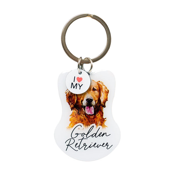 This cute Golden Retriever Keychain is the perfect way to celebrate your love for your pet! Whether for yourself of as a gift for the ultimate dog lover. This Keychain is one of 32 dog breeds featured in the Pets Keyring collection.
Dimentions Approx: 5.5 x 4 x 01