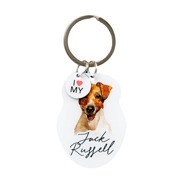 This cute Jack Russel Keychain is the perfect way to celebrate your love for your pet! Whether for yourself of as a gift for the ultimate dog lover. This Keychain is one of 32 dog breeds featured in the Pets Keyring collection.
Dimentions Approx: 5.5 x 4 x 01
