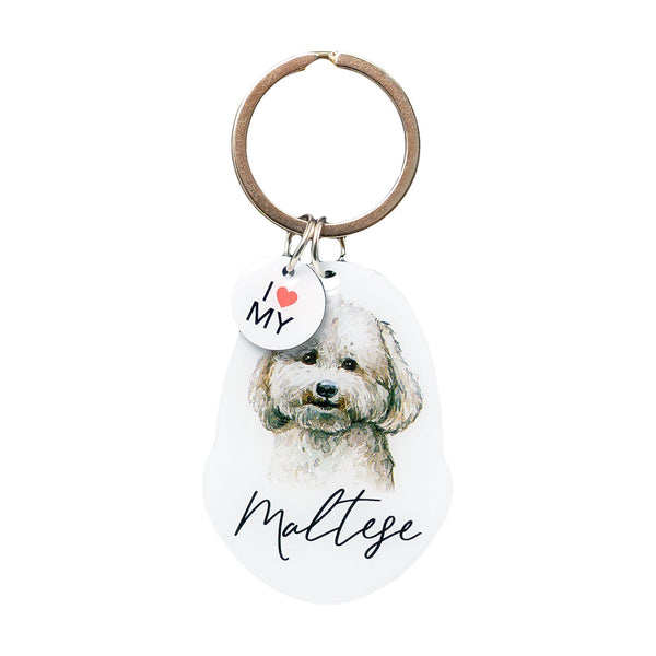 This cute Maltese Keychain is the perfect way to celebrate your love for your pet! Whether for yourself of as a gift for the ultimate dog lover. This Keychain is one of 32 dog breeds featured in the Pets Keyring collection.
Dimentions Approx: 5.5 x 4 x 01