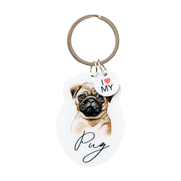 This cute Pug Keychain is the perfect way to celebrate your love for your pet! Whether for yourself of as a gift for the ultimate dog lover. This Keychain is one of 32 dog breeds featured in the Pets Keyring collection.
Dimentions Approx: 5.5 x 4 x 01