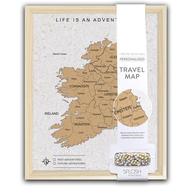 Splosh - Travel Map - Ireland Small Map - White