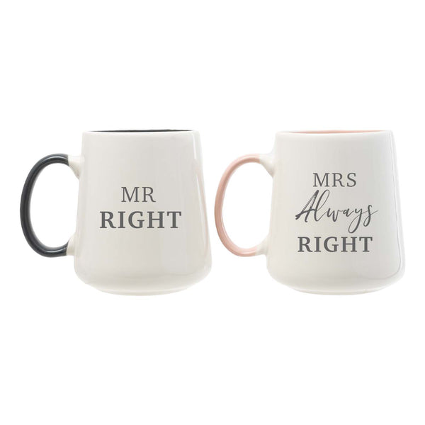 Wondering what is a good wedding gift? Look no further than this cute 'Mr right' and 'Mrs Always Right' mug set from Splosh. Make them laugh and celebrate their love in a unique, stylish way.