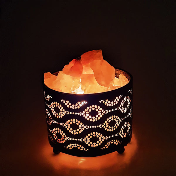 Himalayan Glow - Natural Salt Basket Lamp - Morocco