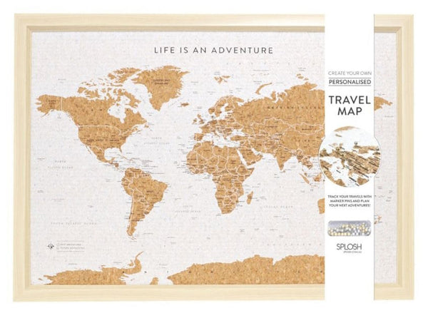 Splosh Travel Board World Map - Small - White